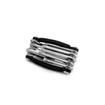 Set of silver and black pens on a white background