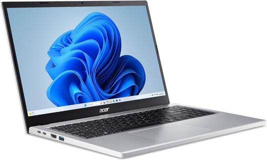 Acer laptop with a blue abstract design on the screen