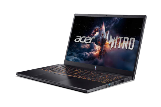Acer Nitro laptop with a space-themed wallpaper on a white background