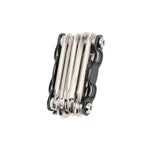 Set of metal multitools on a white background