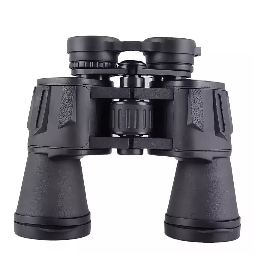 Black binoculars on a white background