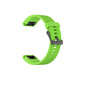 Green watch strap with gray buckle on a white background