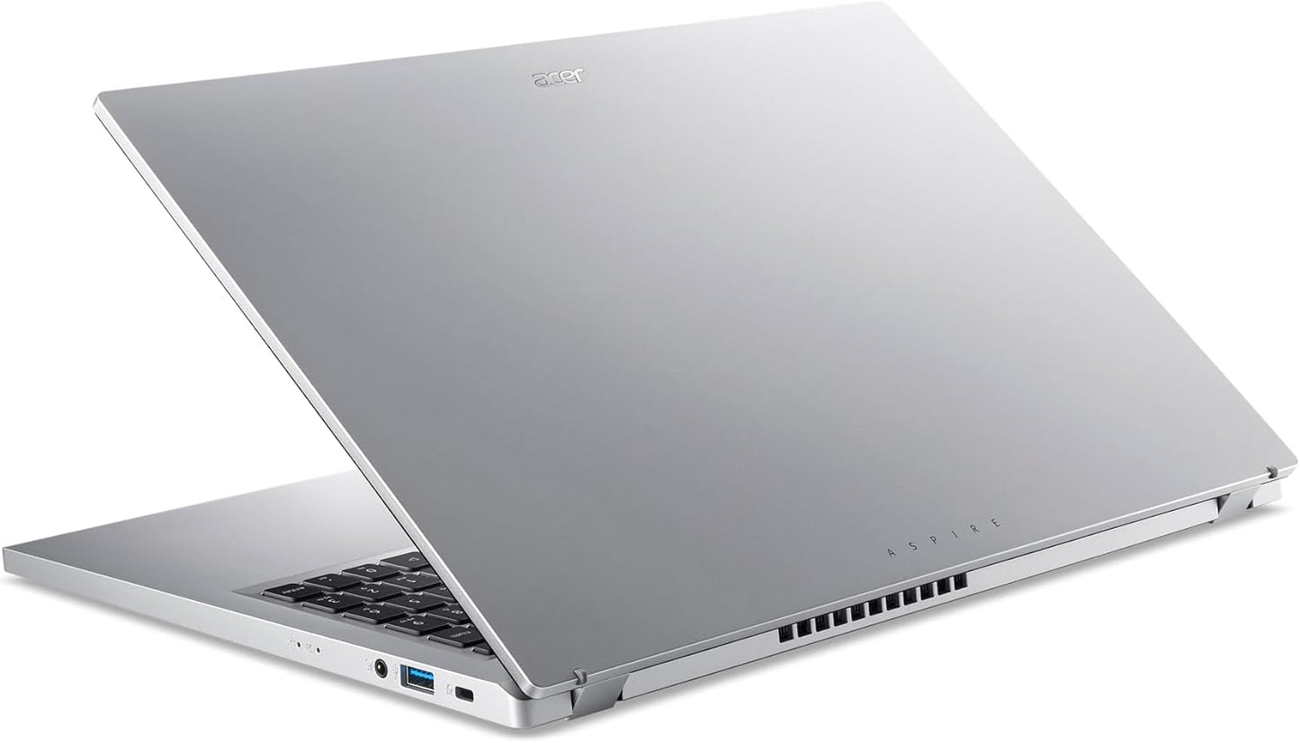 Silver laptop on a white background