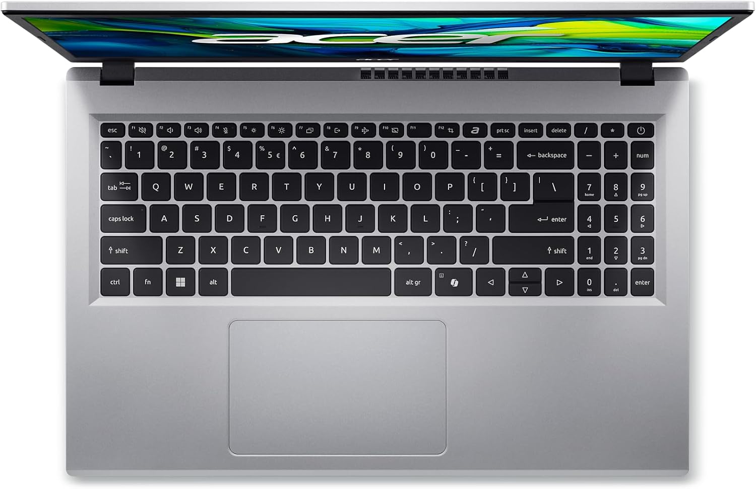 Laptop with keyboard and trackpad on a white background