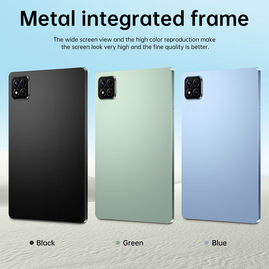 Three smartphone cases in black, green, and blue with text about metal integrated frames.