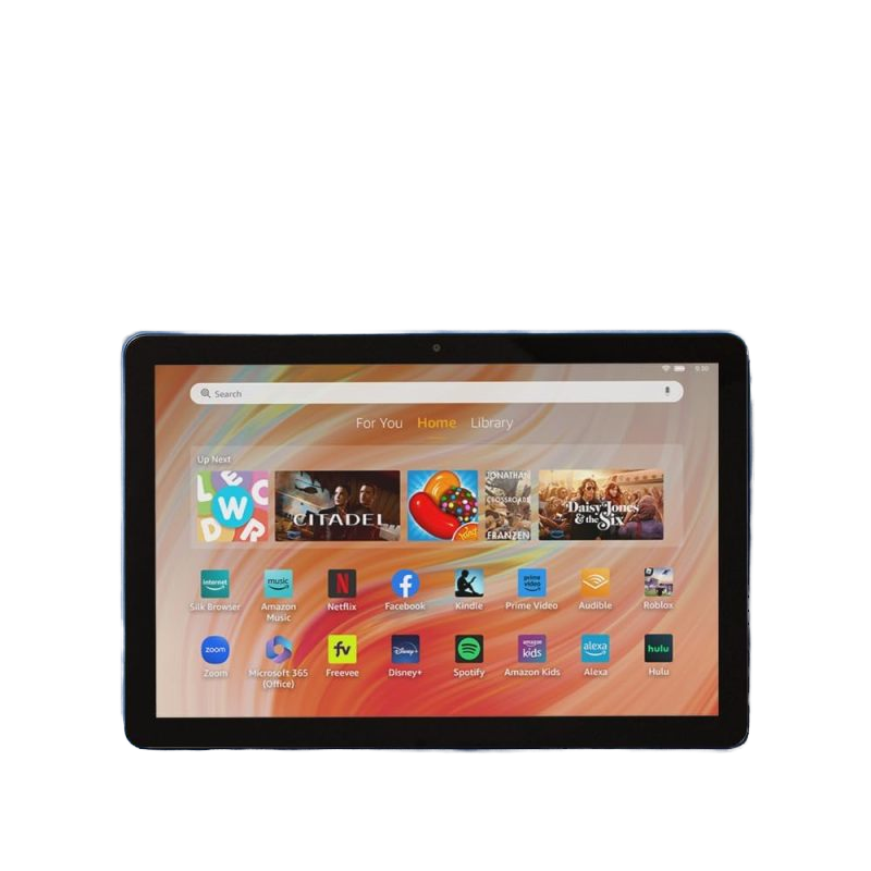 Tablet with a colorful display on a white background