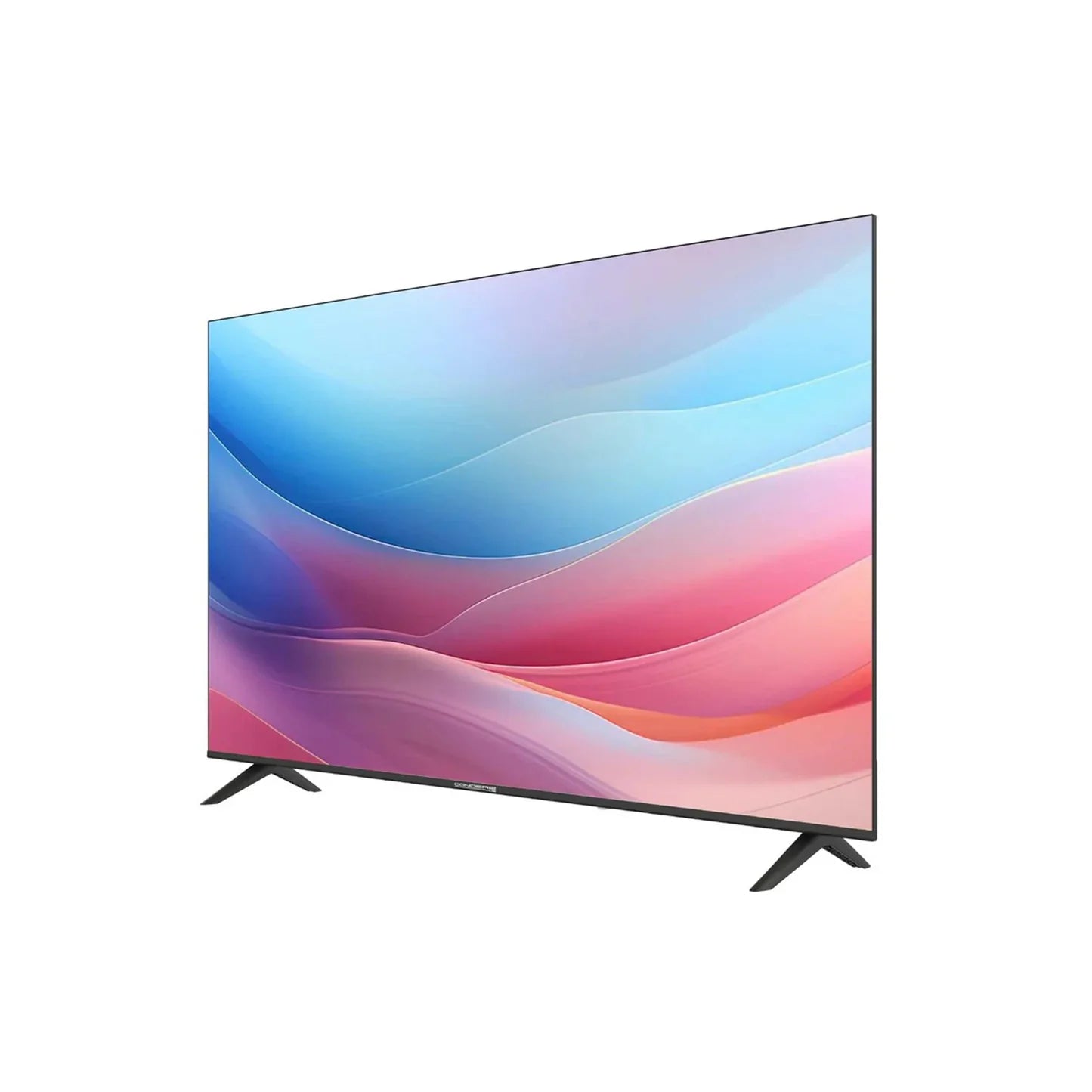 Modern flat-screen TV with colorful display on a white background