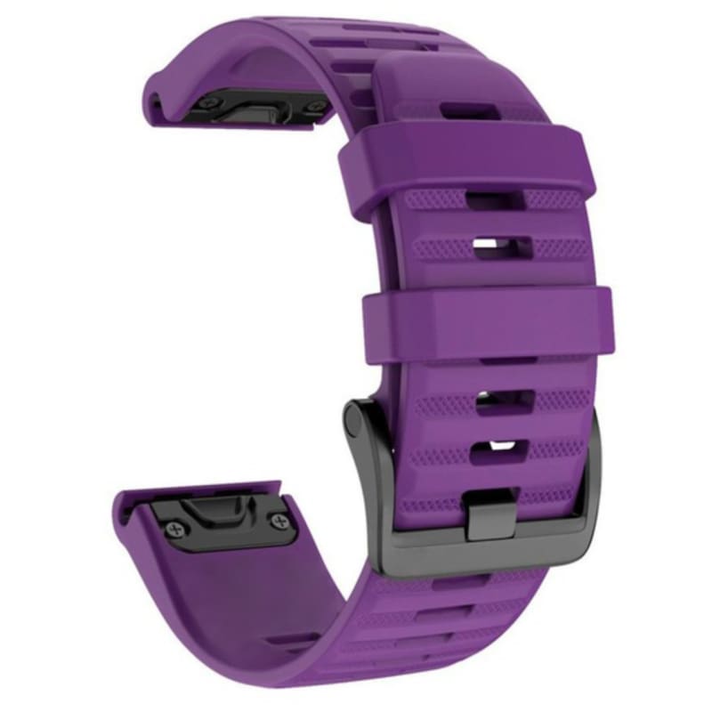 Purple watch strap on a white background