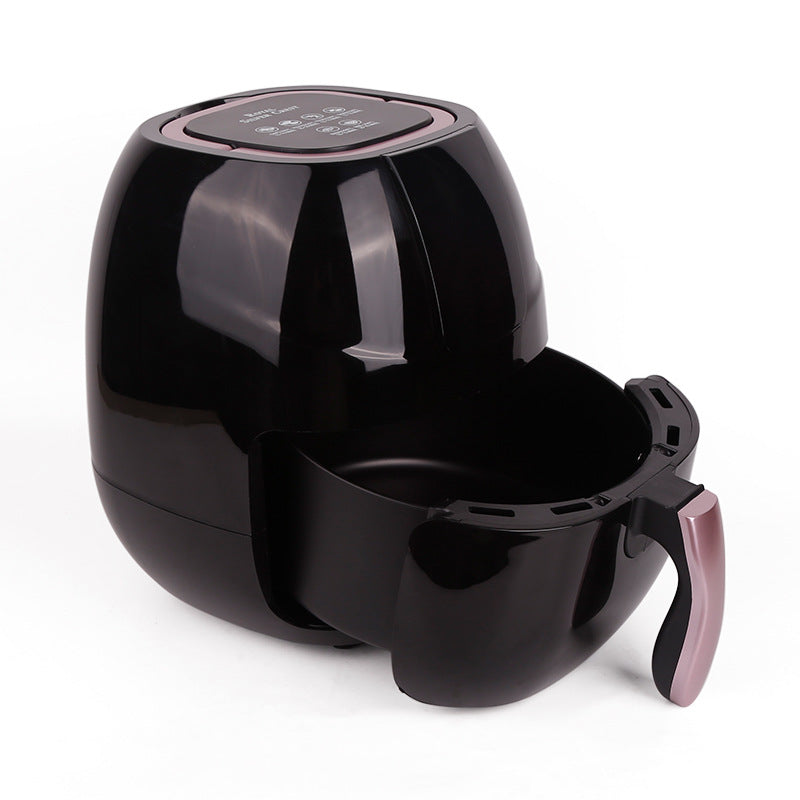 Black air fryer on a white background