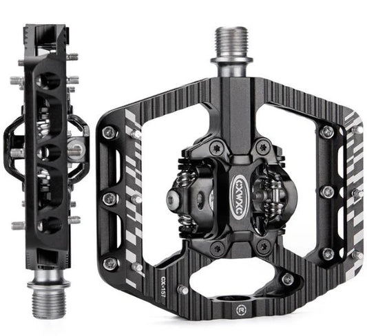 Black bicycle pedal with brand logo on a white background
