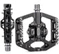 Black bicycle pedal with brand logo on a white background