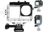 Action camera with various accessories on a white background