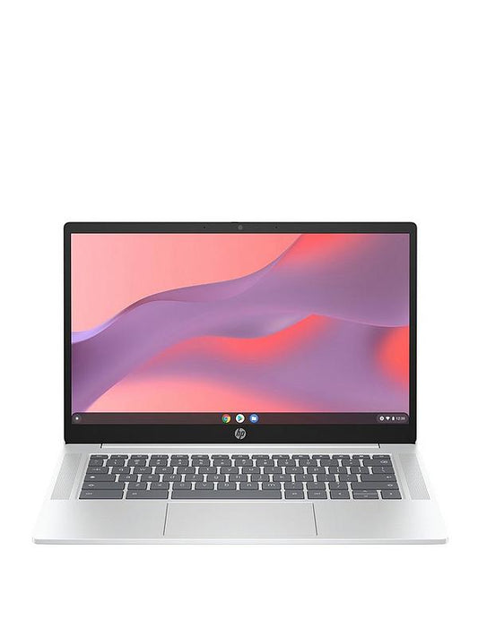 Laptop with a colorful display on a white background