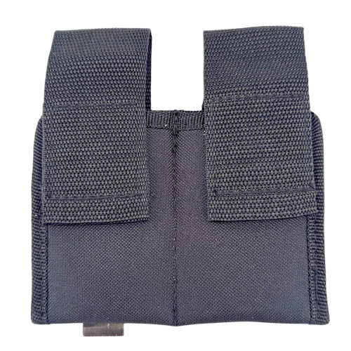 Gray tactical magazine pouch on a white background
