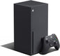Black gaming console with controller on a white background