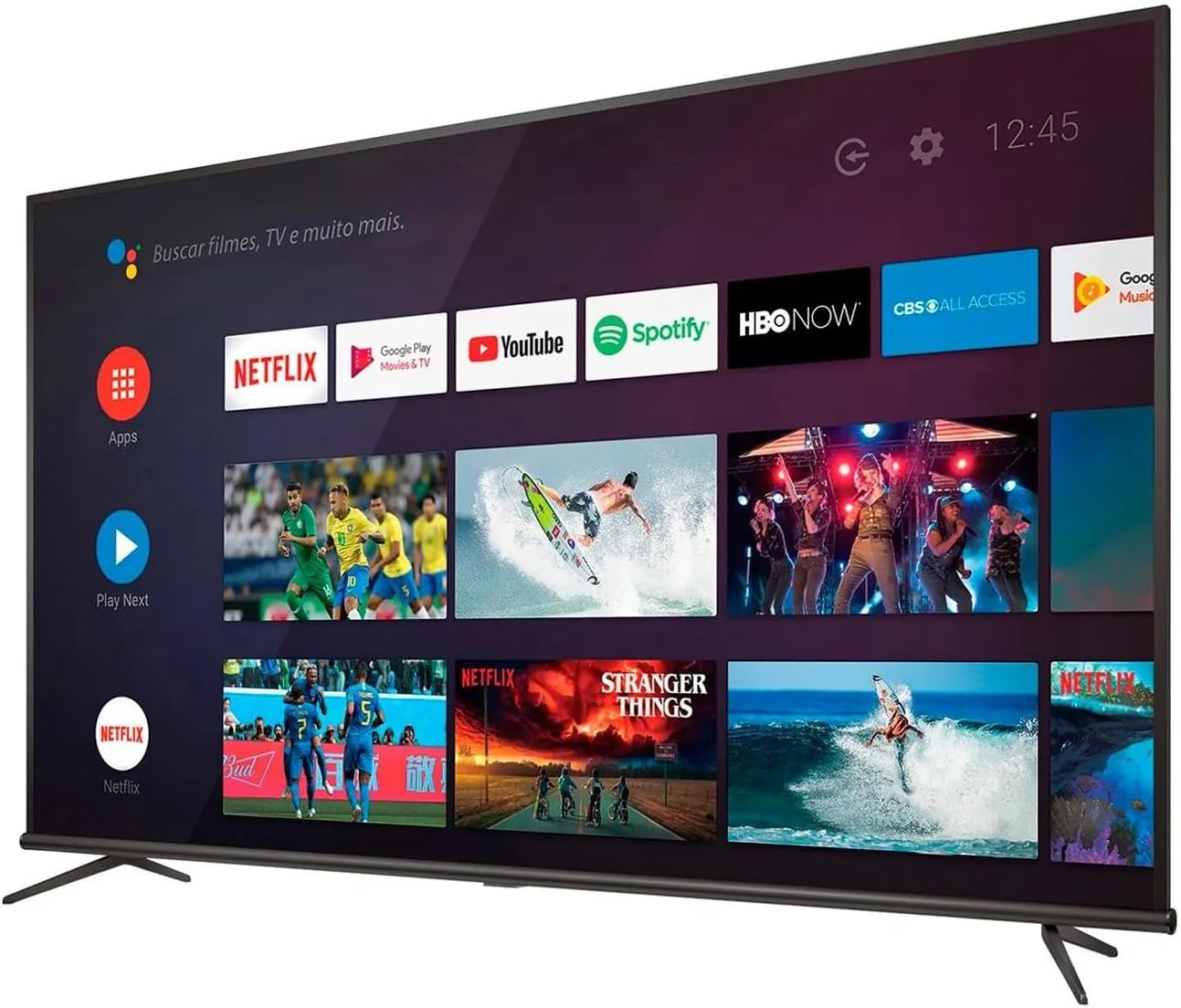 Smart TV displaying various app icons and streaming services on a white background