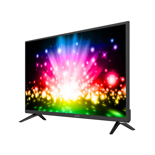 LED TV with colorful display on a white background