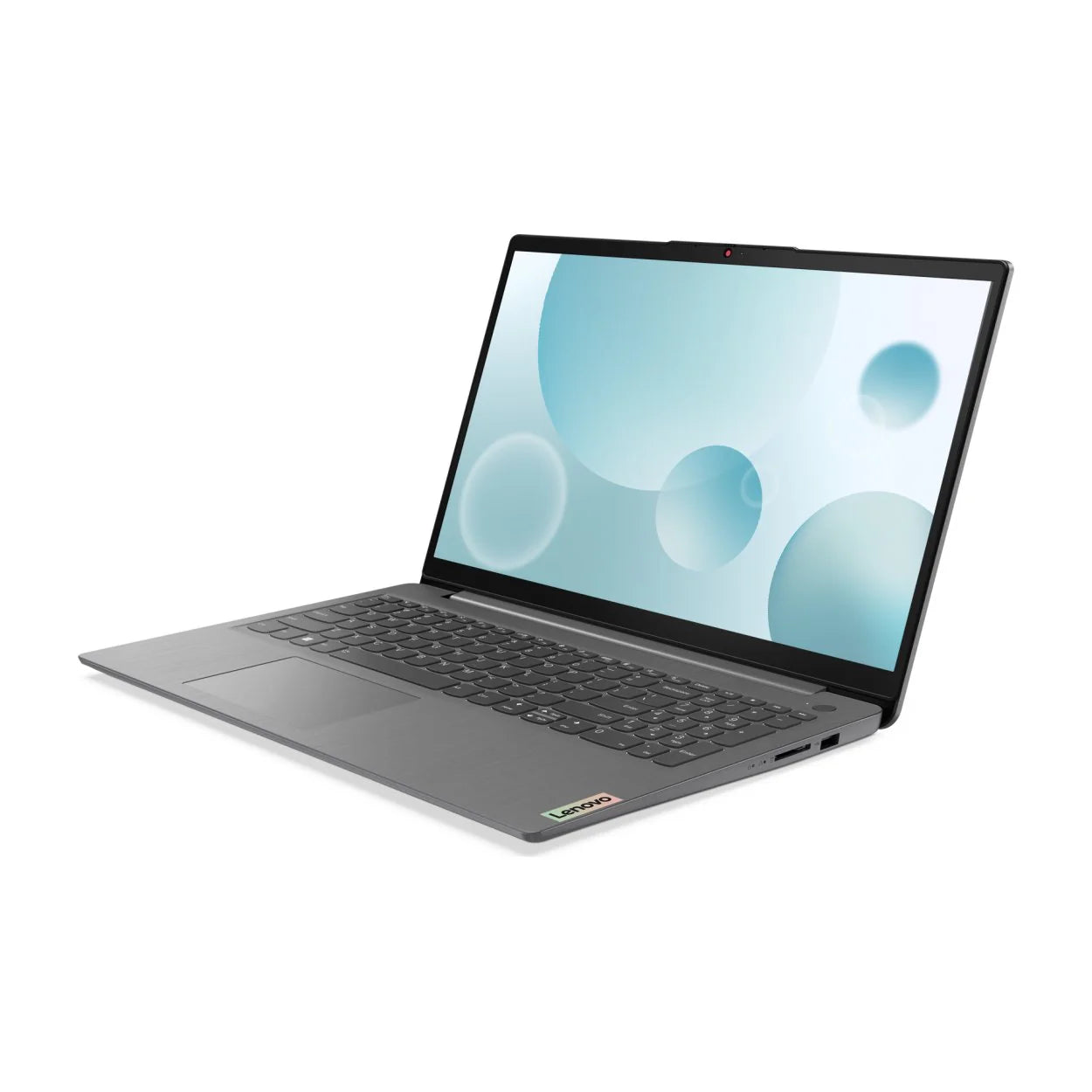 Laptop with Lenovo logo on a white background
