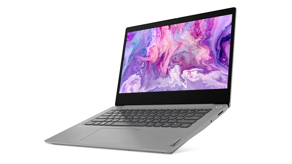 Laptop with a colorful display on a white background