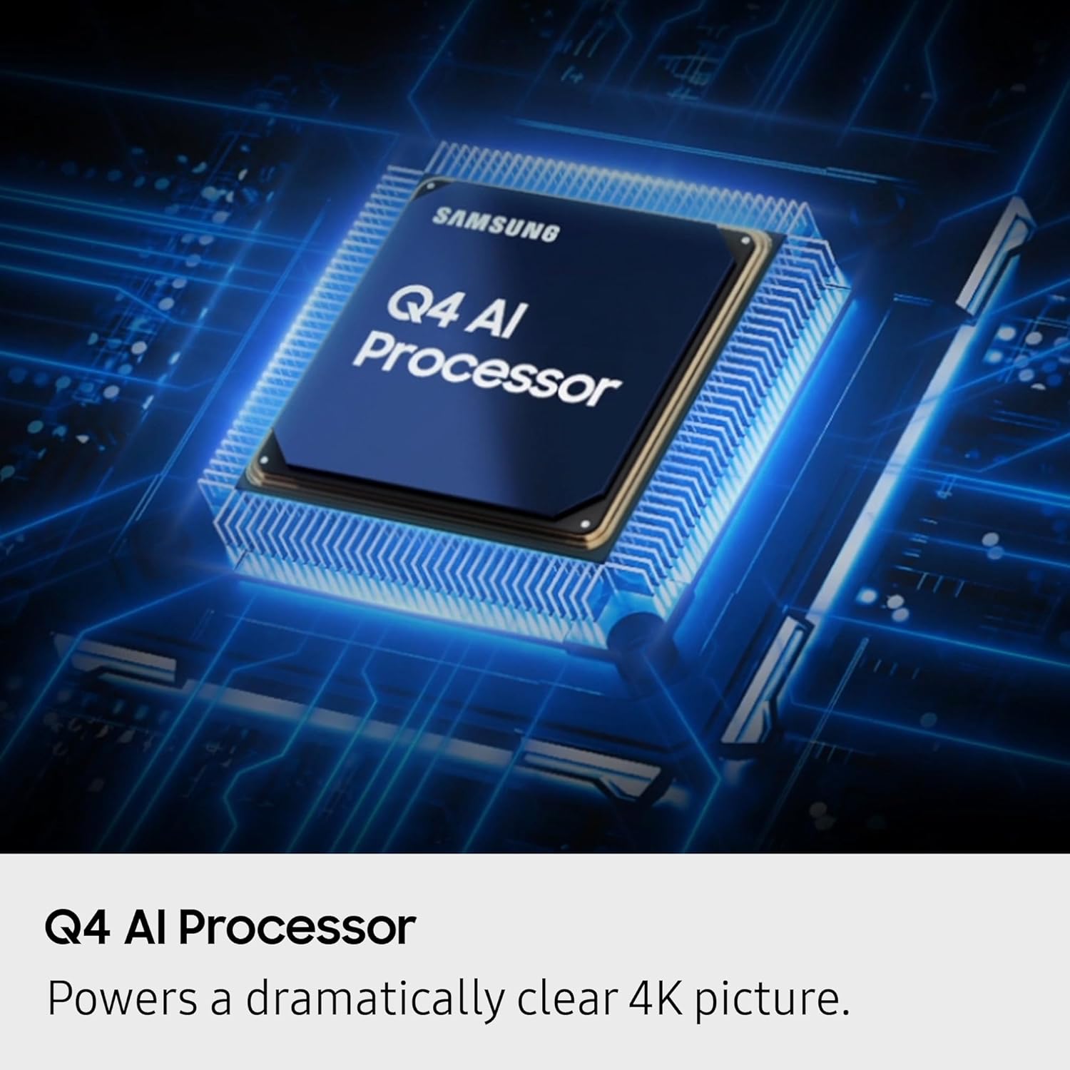 Samsung Q4 AI Processor on a futuristic circuit board background