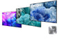 Samsung QLED TVs with features highlighted on a white background