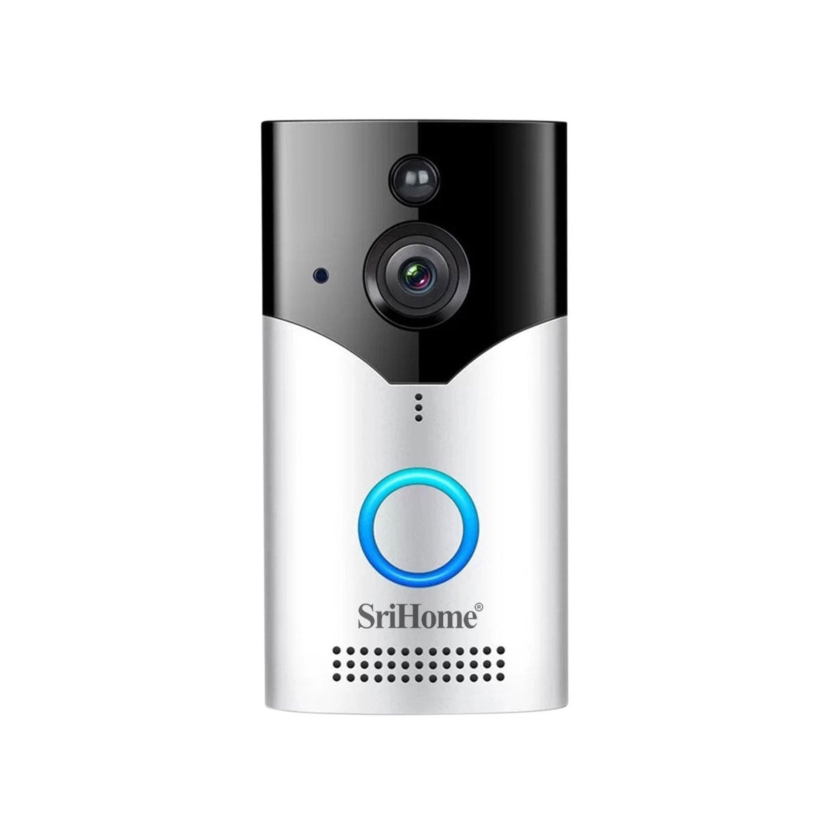 SriHome video doorbell on a white background