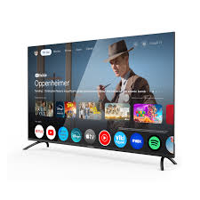 Smart TV displaying a streaming platform interface with various app icons.